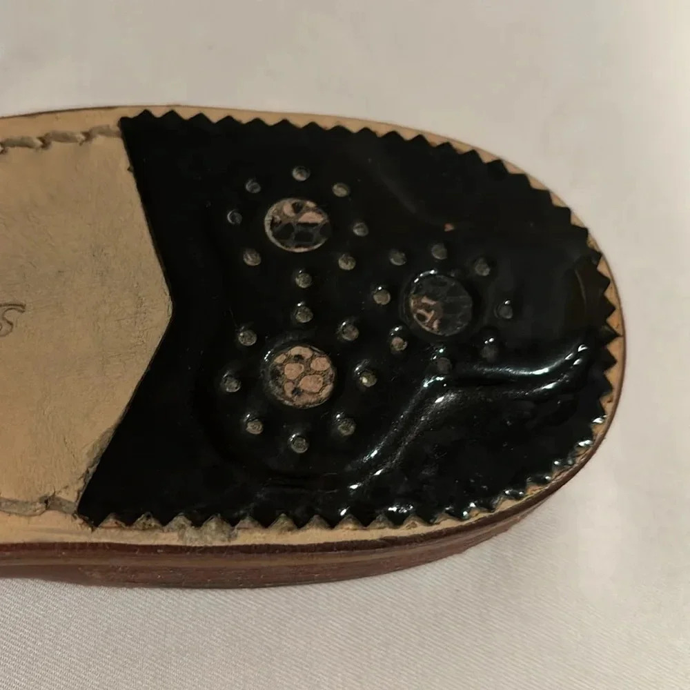 Jack Rogers Women's Snake Skin Tan Black Patent Sandals Flip Flops Size 8M - Picture 16 of 16